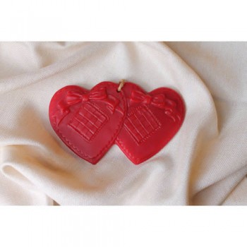 Red Quilted Double Heart